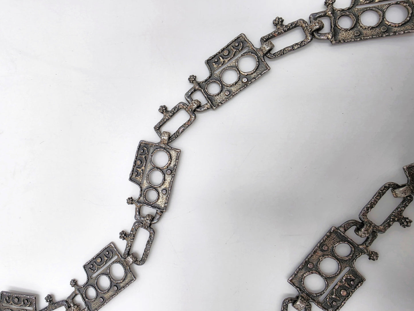Superb Guy Vidal Abstract Brutalist Links SP Pewter Belt or XL Necklace 60/70s, alternate product view 8