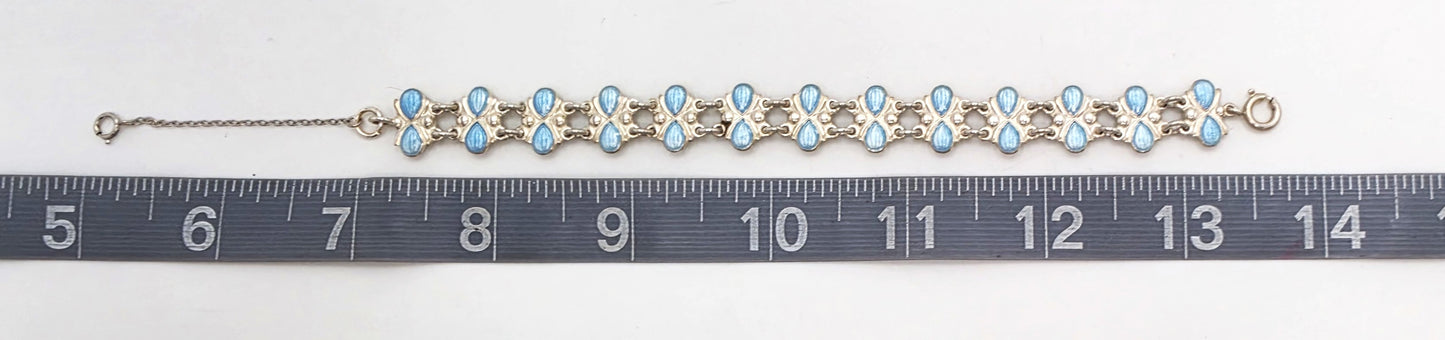 Volmer Bahner Denmark Sterling Lt. Blue Enamel Art Deco Bracelet C. 1940's, alternate product view 3