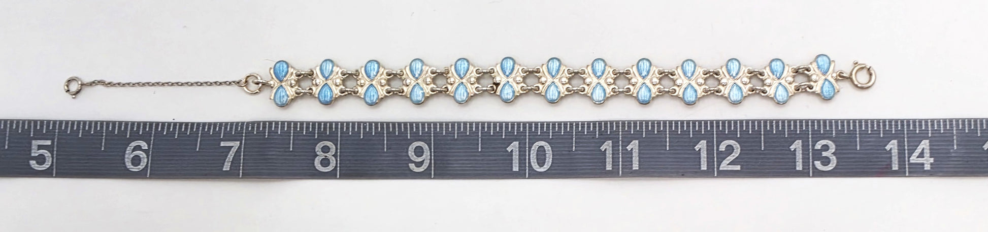 Volmer Bahner Denmark Sterling Lt. Blue Enamel Art Deco Bracelet C. 1940's, alternate product view 3
