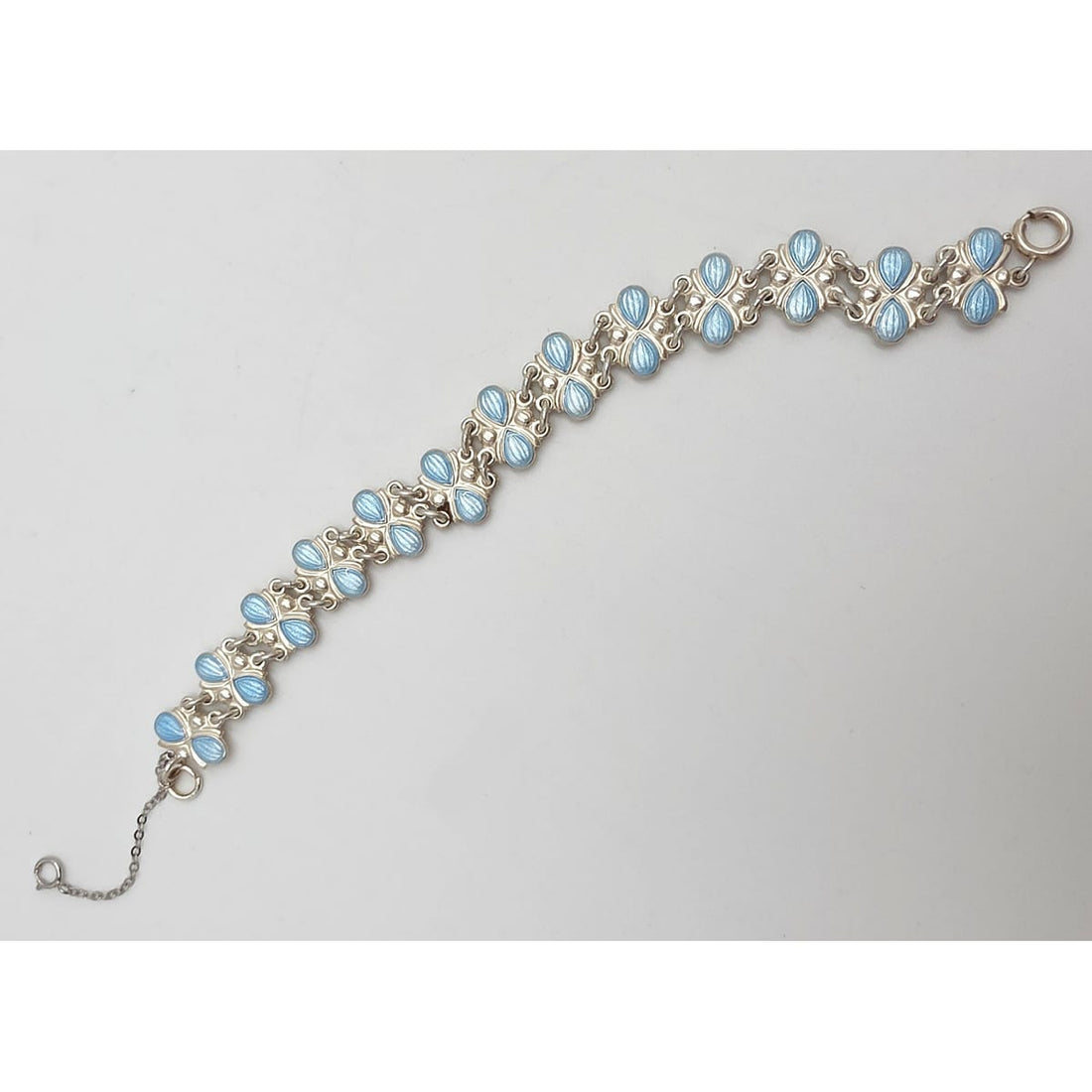 Volmer Bahner Denmark Sterling Lt. Blue Enamel Art Deco Bracelet C. 1940&