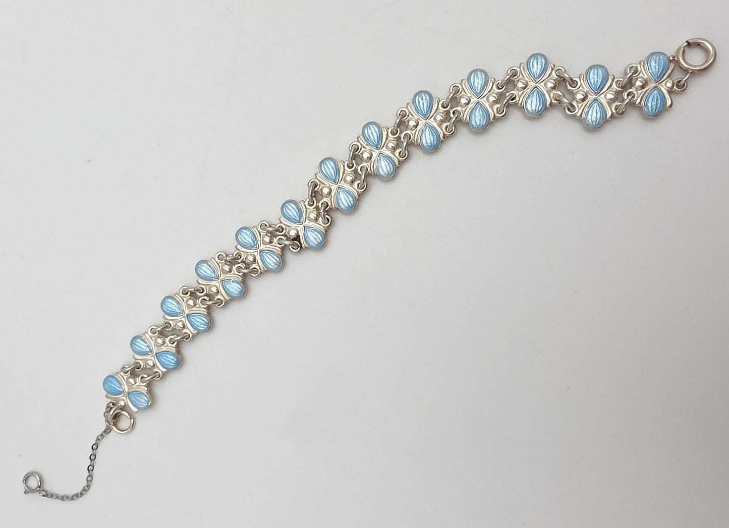 Volmer Bahner Denmark Sterling Lt. Blue Enamel Art Deco Bracelet C. 1940's, alternate product view 2