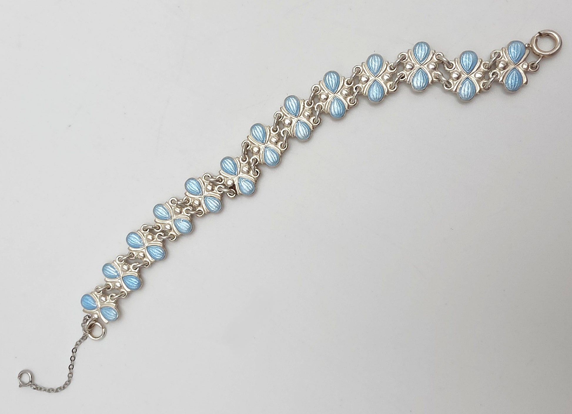 Volmer Bahner Denmark Sterling Lt. Blue Enamel Art Deco Bracelet C. 1940's, alternate product view 2