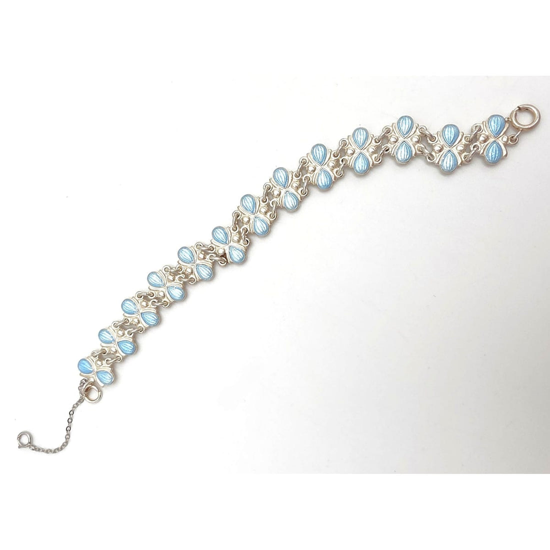 Volmer Bahner Denmark Sterling Lt. Blue Enamel Art Deco Bracelet C. 1940&