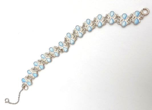 Volmer Bahner Denmark Sterling Lt. Blue Enamel Art Deco Bracelet C. 1940's