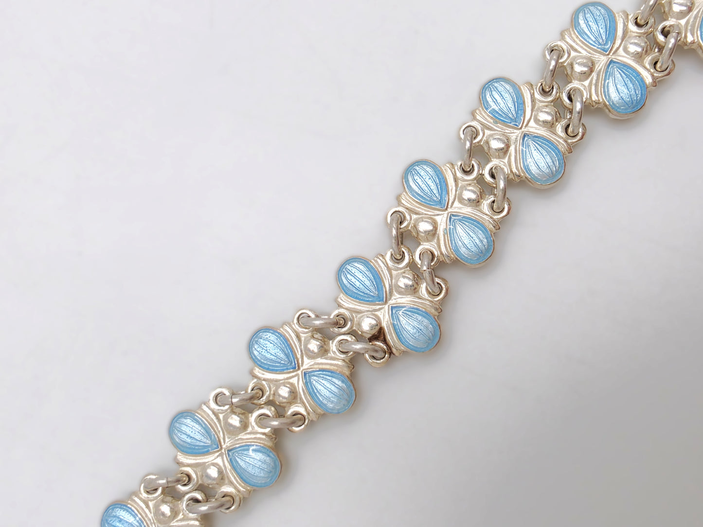 Volmer Bahner Denmark Sterling Lt. Blue Enamel Art Deco Bracelet C. 1940's, alternate product view 5