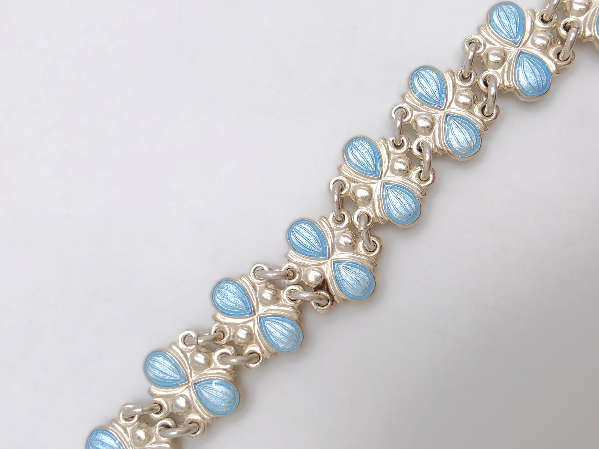 Volmer Bahner Denmark Sterling Lt. Blue Enamel Art Deco Bracelet C. 1940's, alternate product view 5