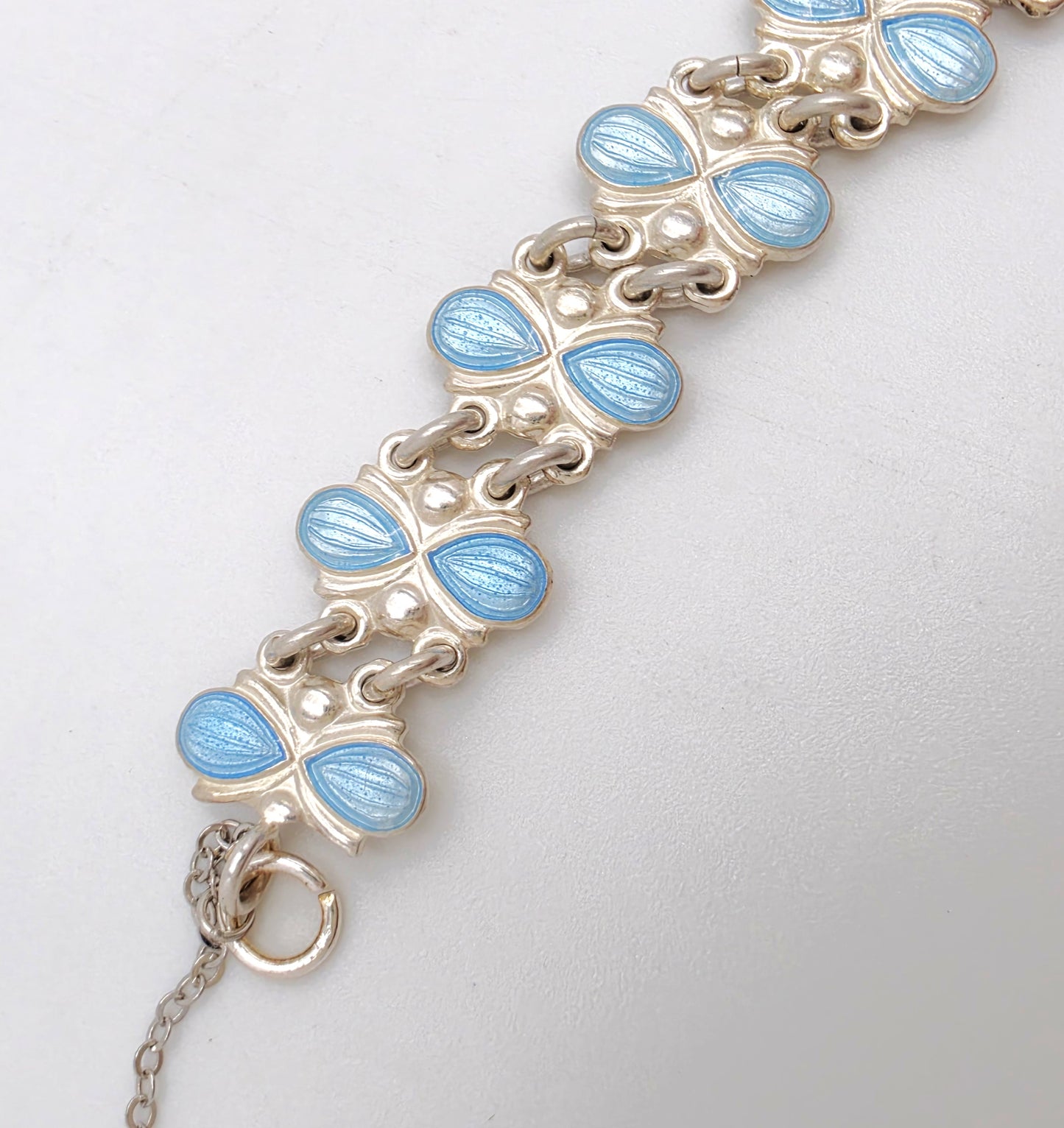Volmer Bahner Denmark Sterling Lt. Blue Enamel Art Deco Bracelet C. 1940's, alternate product view 6