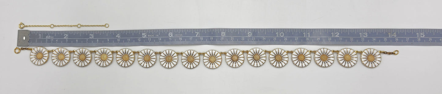 Anton Michelsen Denmark Sterling Enamel Marguerite Daisy Necklace 1940s, alternate product view 8