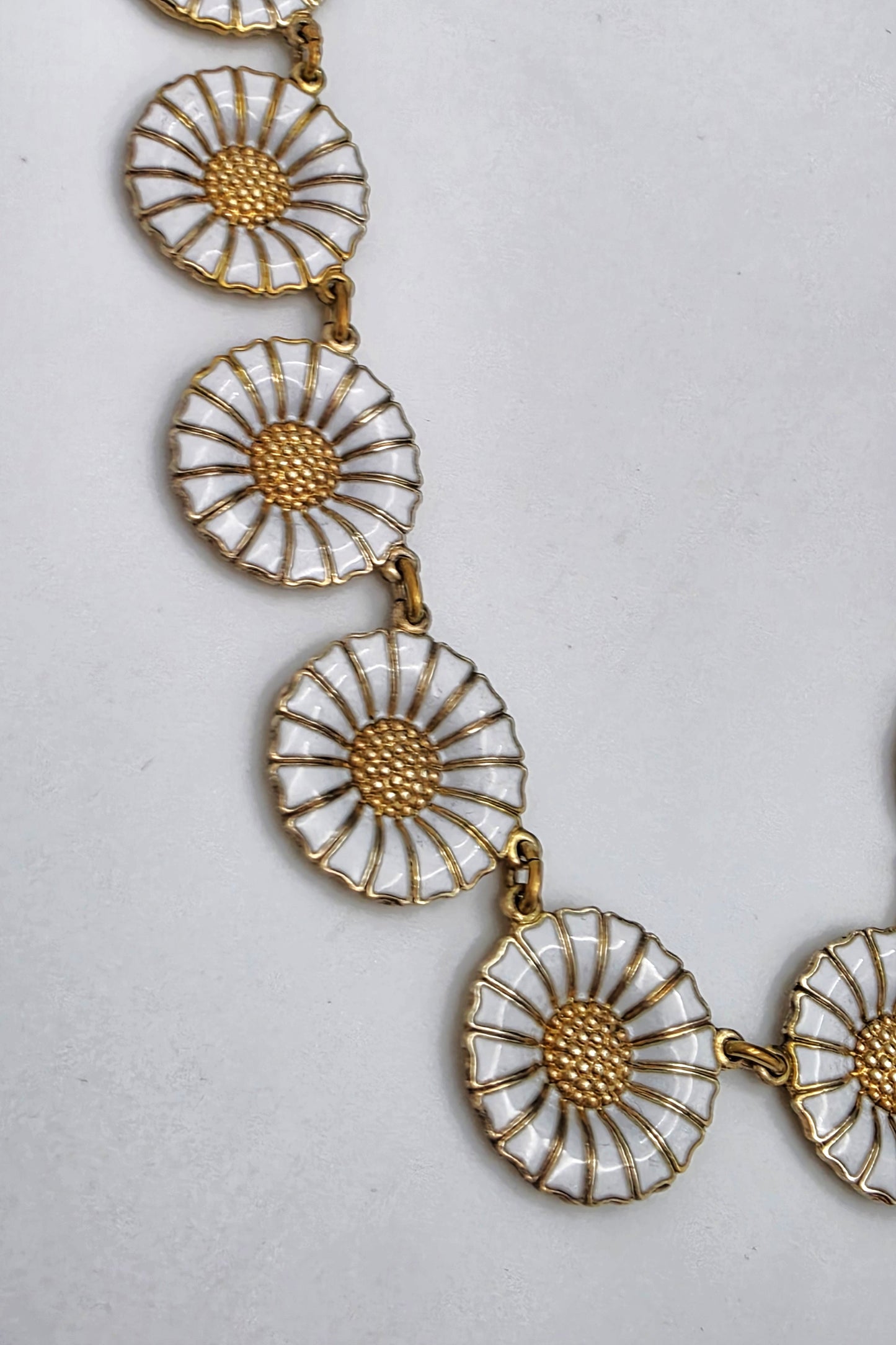 Anton Michelsen Denmark Sterling Enamel Marguerite Daisy Necklace 1940s, alternate product view 4