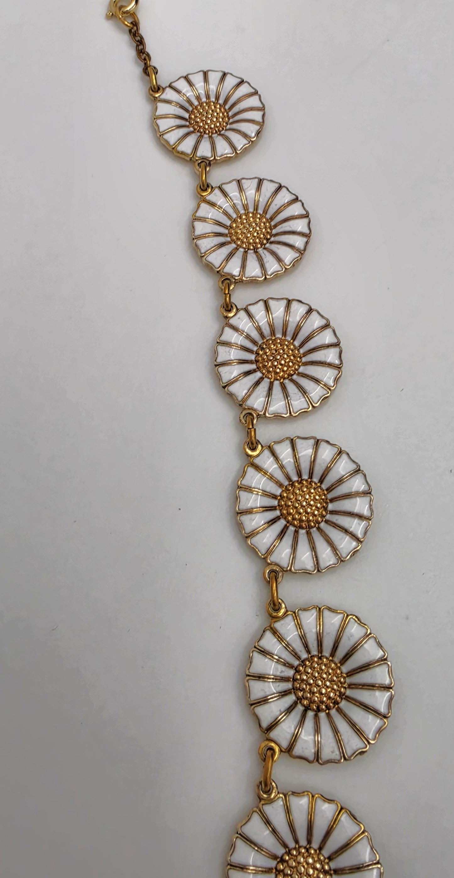 Anton Michelsen Denmark Sterling Enamel Marguerite Daisy Necklace 1940s, alternate product view 5