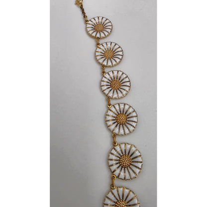 Anton Michelsen Denmark Sterling Enamel Marguerite Daisy Necklace 1940s, alternate product view 5