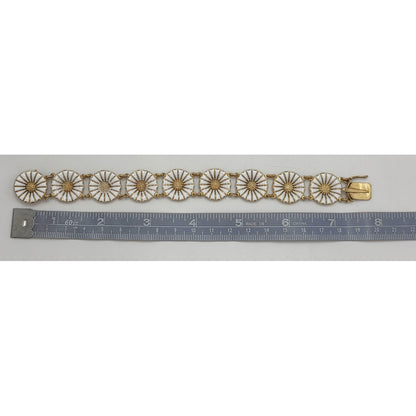 Anton Michelsen Denmark Sterling Enamel Marguerite Daisy Bracelet 1940s, alternate product view 9