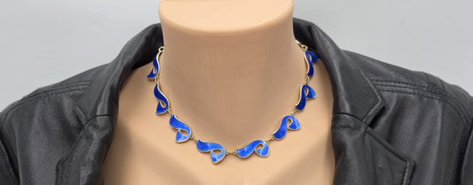 Ivar Holth Norway Sterling Enamel Retro Modernist RARE Necklace 1940's, alternate product view 2