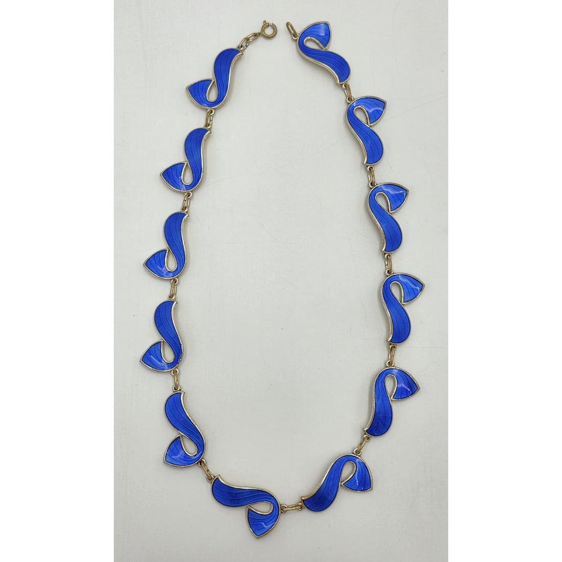 Ivar Holth Norway Sterling Enamel Retro Modernist RARE Necklace 1940&