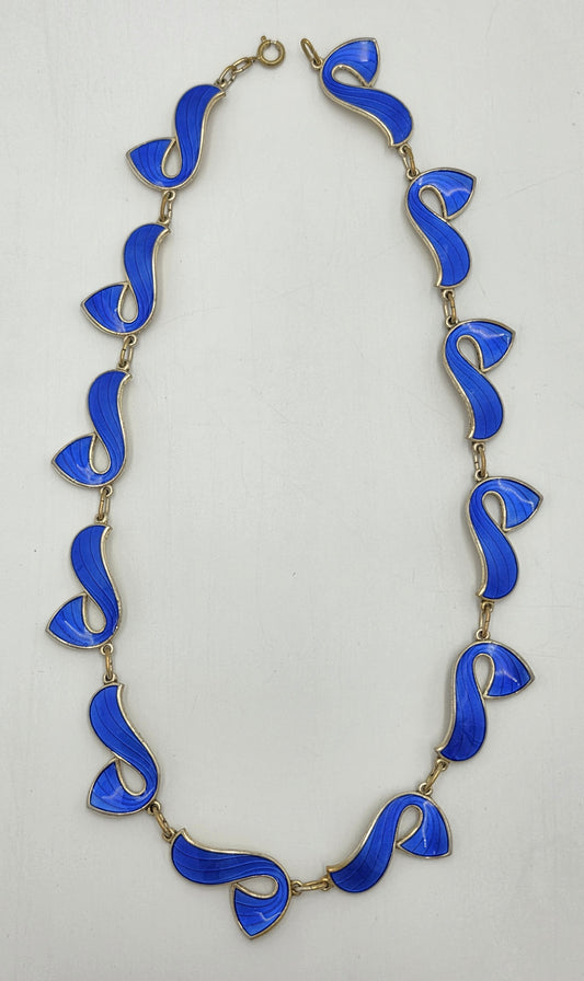 Ivar Holth Norway Sterling Enamel Retro Modernist RARE Necklace 1940's