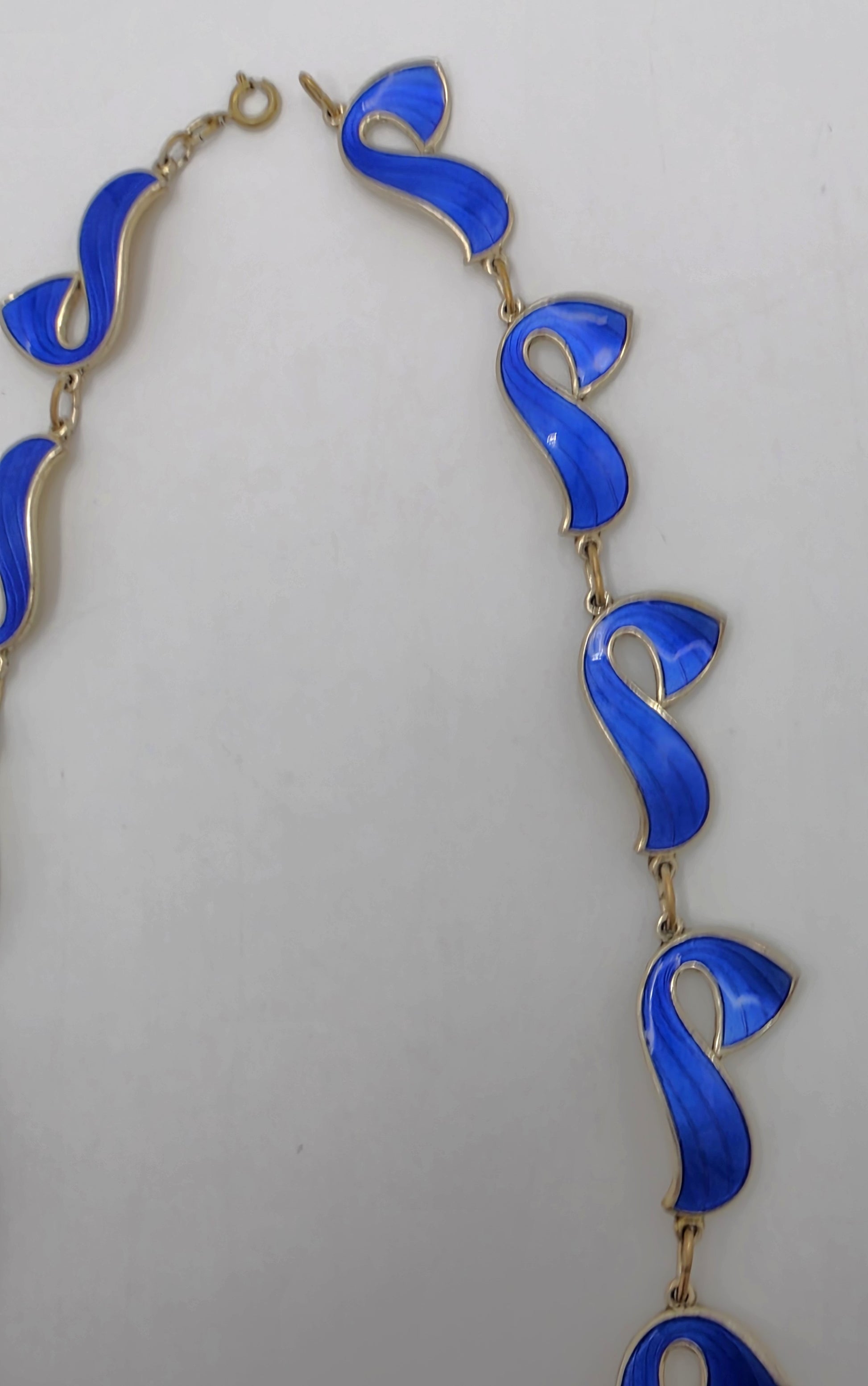 Ivar Holth Norway Sterling Enamel Retro Modernist RARE Necklace 1940's, alternate product view 6