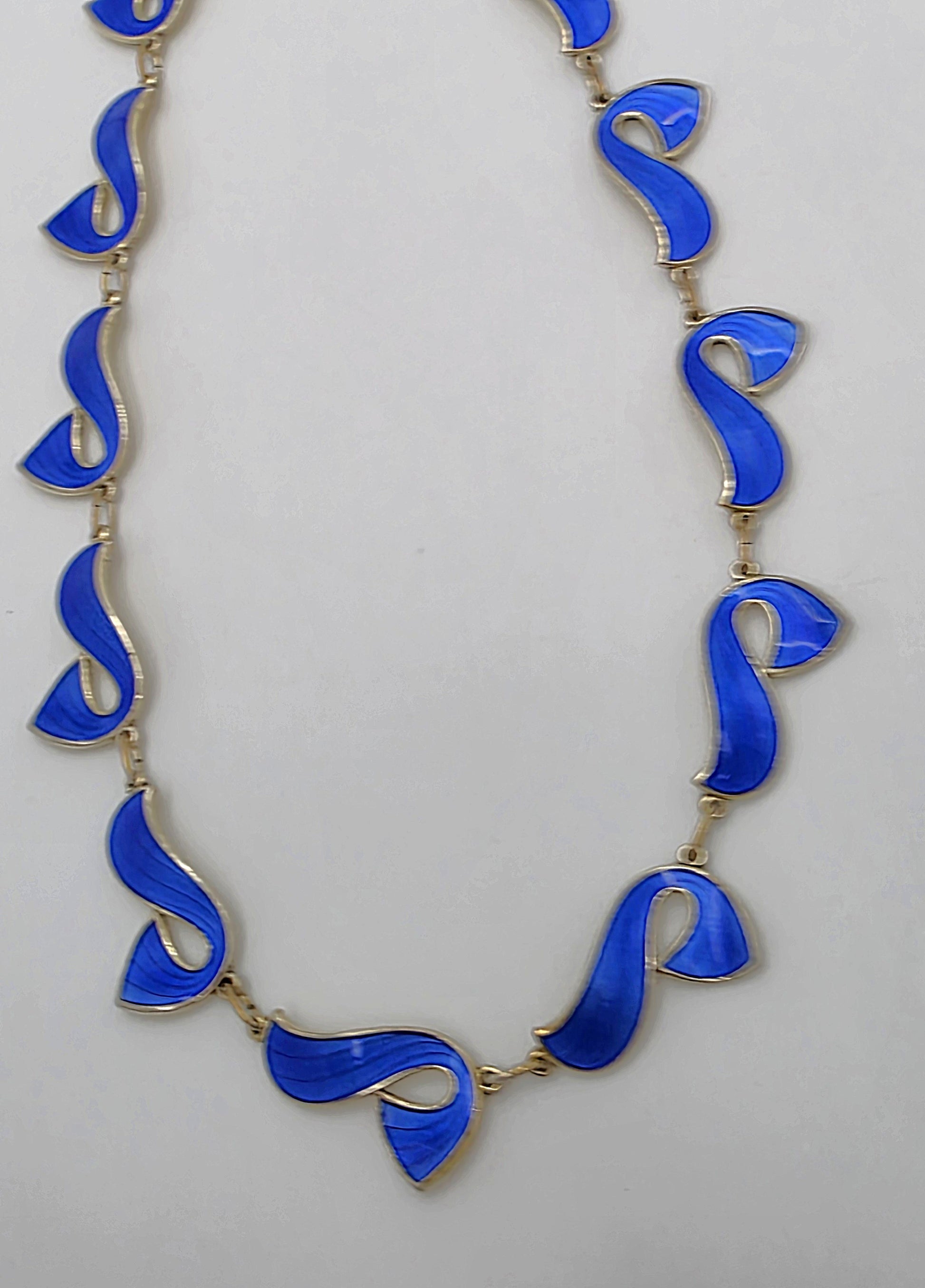 Ivar Holth Norway Sterling Enamel Retro Modernist RARE Necklace 1940's, alternate product view 7