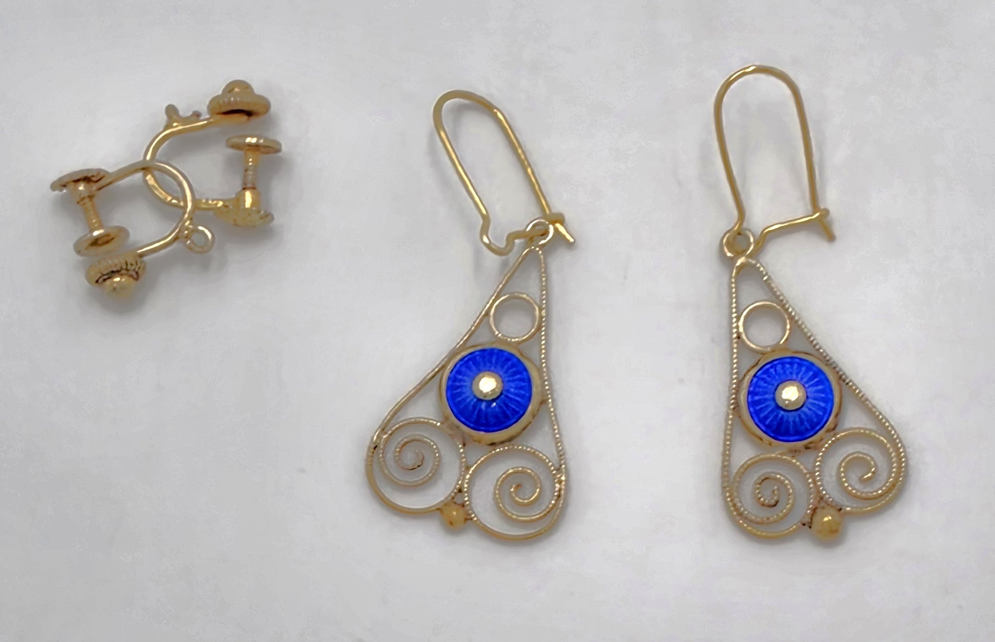 Rare Aksel Holmsen Norway Sterling Guilloche Enamel Earrings Circa 1920/30s, alternate product view 3