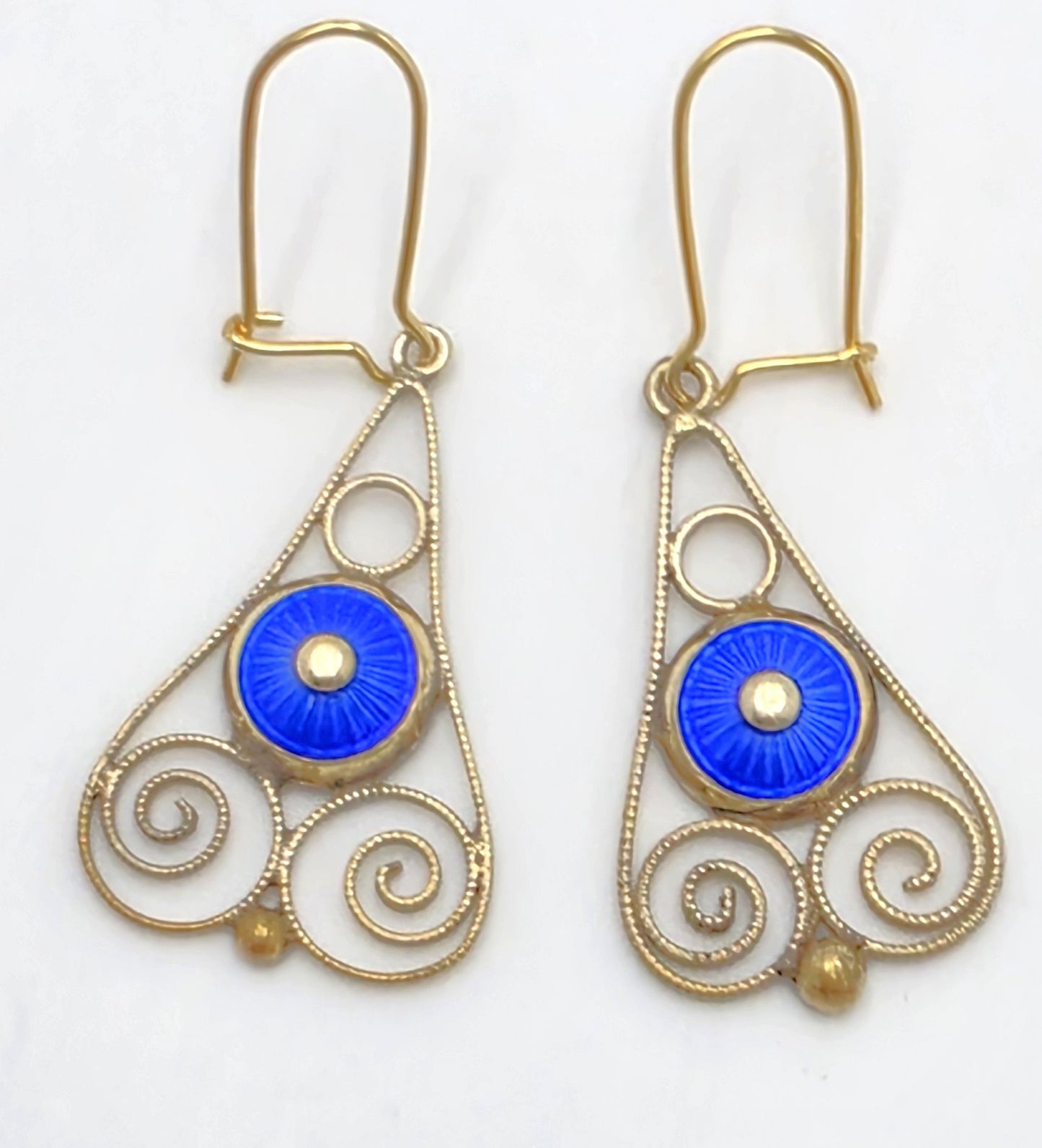 Rare Aksel Holmsen Norway Sterling Guilloche Enamel Earrings Circa 1920/30s, alternate product view 4