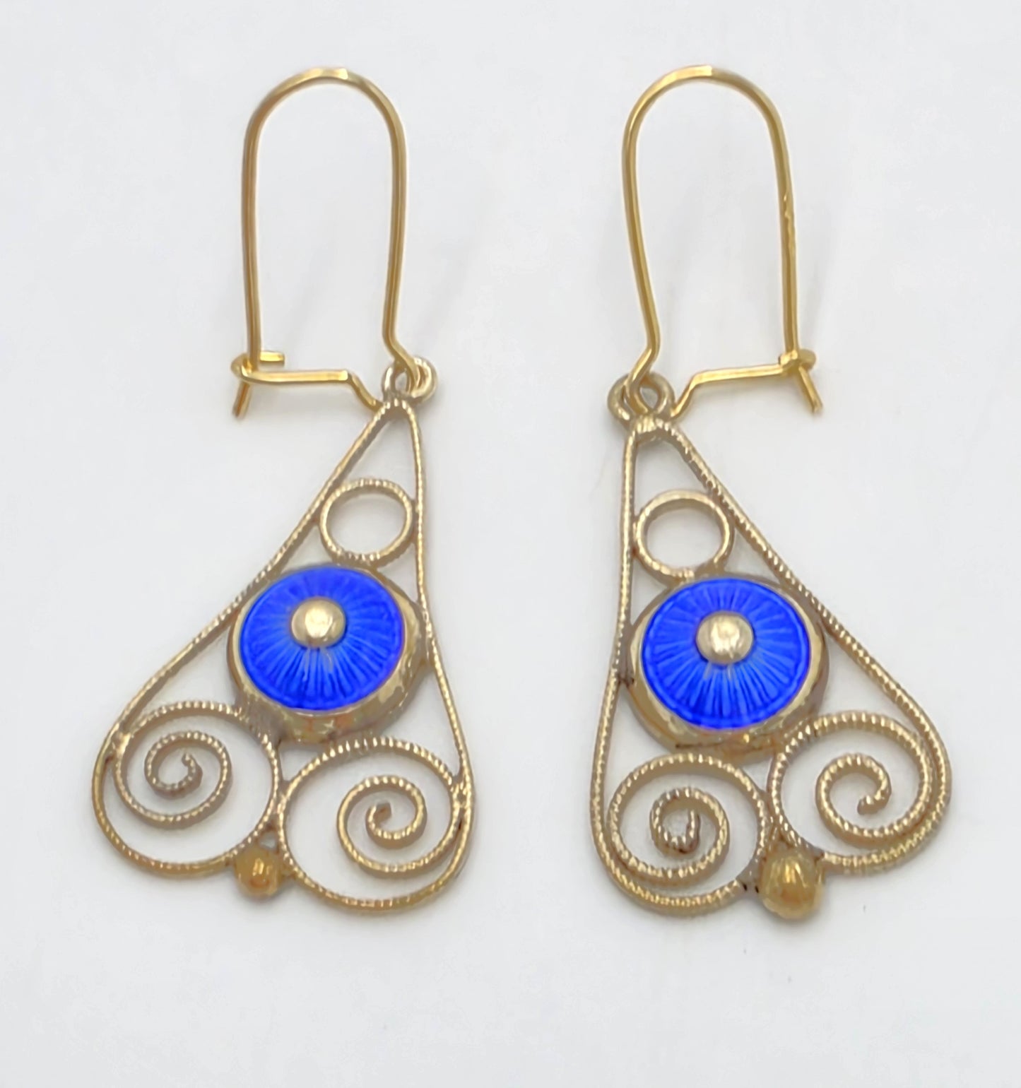 Rare Aksel Holmsen Norway Sterling Guilloche Enamel Earrings Circa 1920/30s, alternate product view 5