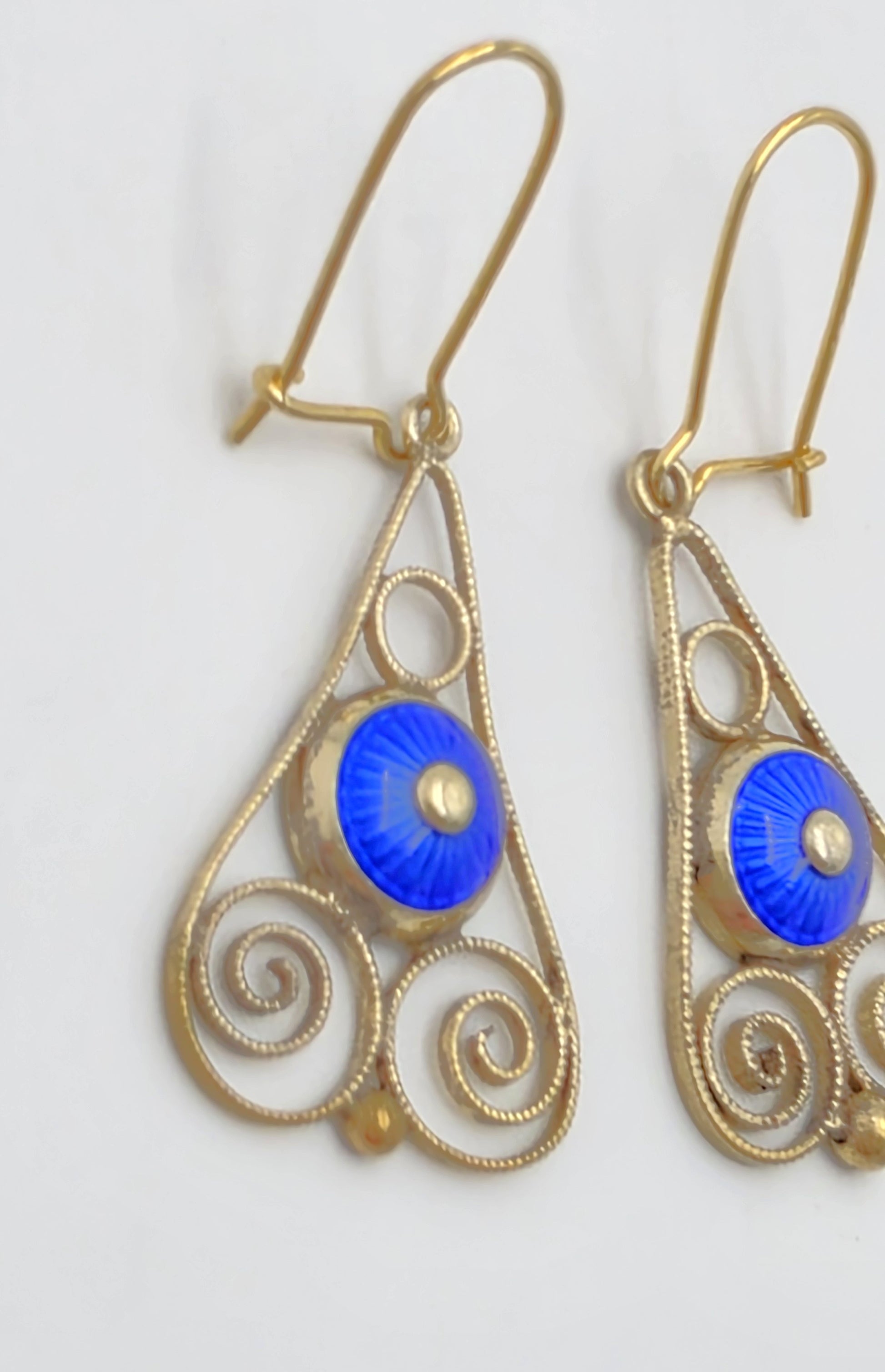Rare Aksel Holmsen Norway Sterling Guilloche Enamel Earrings Circa 1920/30s, alternate product view 6