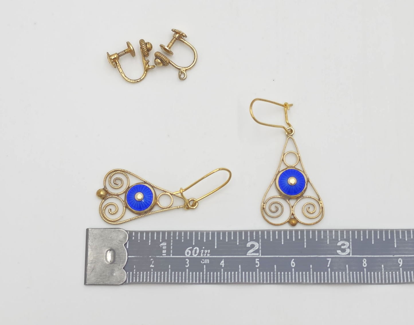 Rare Aksel Holmsen Norway Sterling Guilloche Enamel Earrings Circa 1920/30s, alternate product view 10