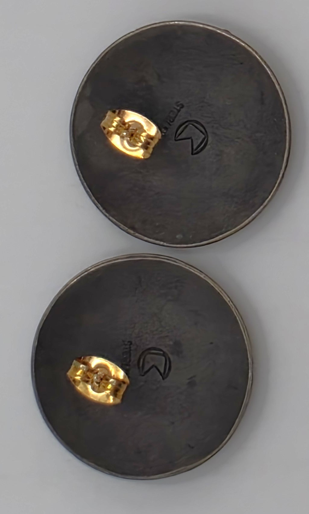 Cathleen Bunt Sterling 14K 24K Gold Memphis Style Modernist Earrings C 1980s, alternate product view 5