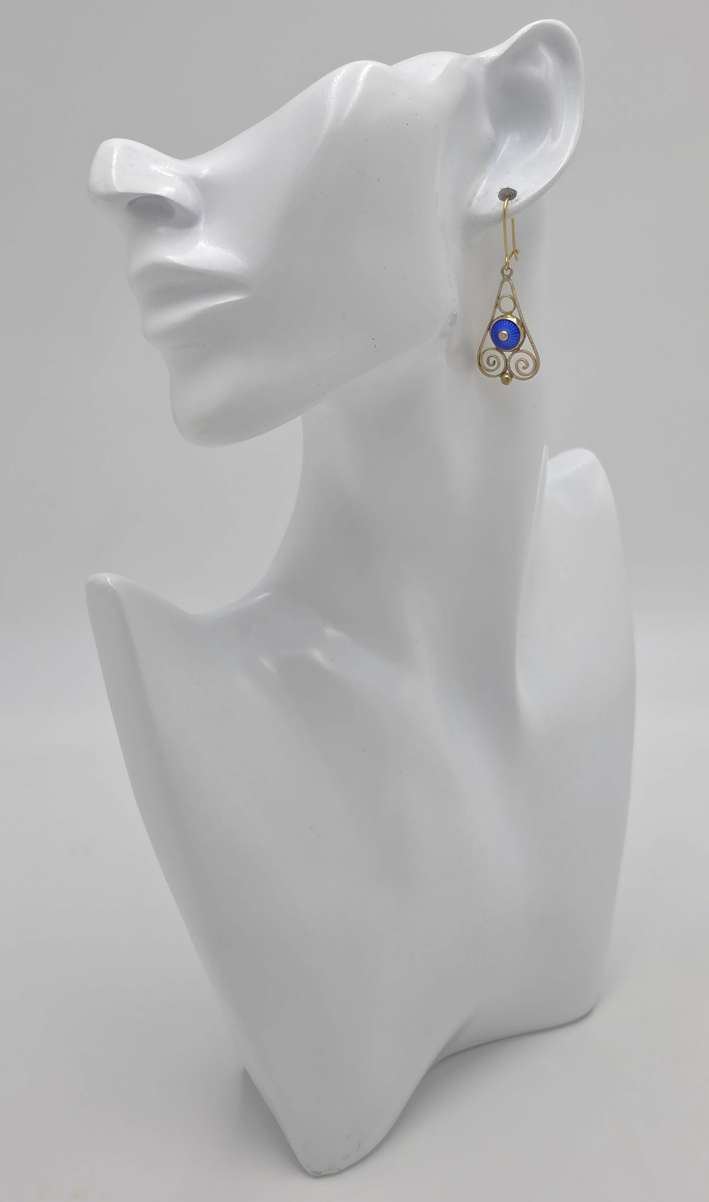 Rare Aksel Holmsen Norway Sterling Guilloche Enamel Earrings Circa 1920/30s, alternate product view 2