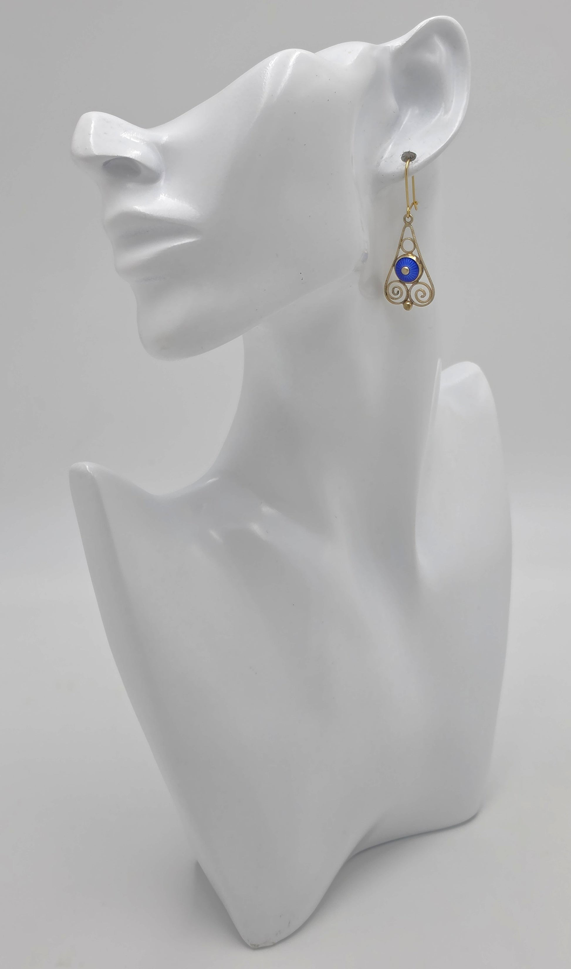 Rare Aksel Holmsen Norway Sterling Guilloche Enamel Earrings Circa 1920/30s, alternate product view 2