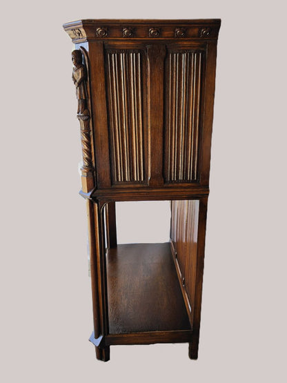 19th Century Flemish Oak &amp; Iron Neo-Renaissance/Gothic Revival Vestry Cabinet