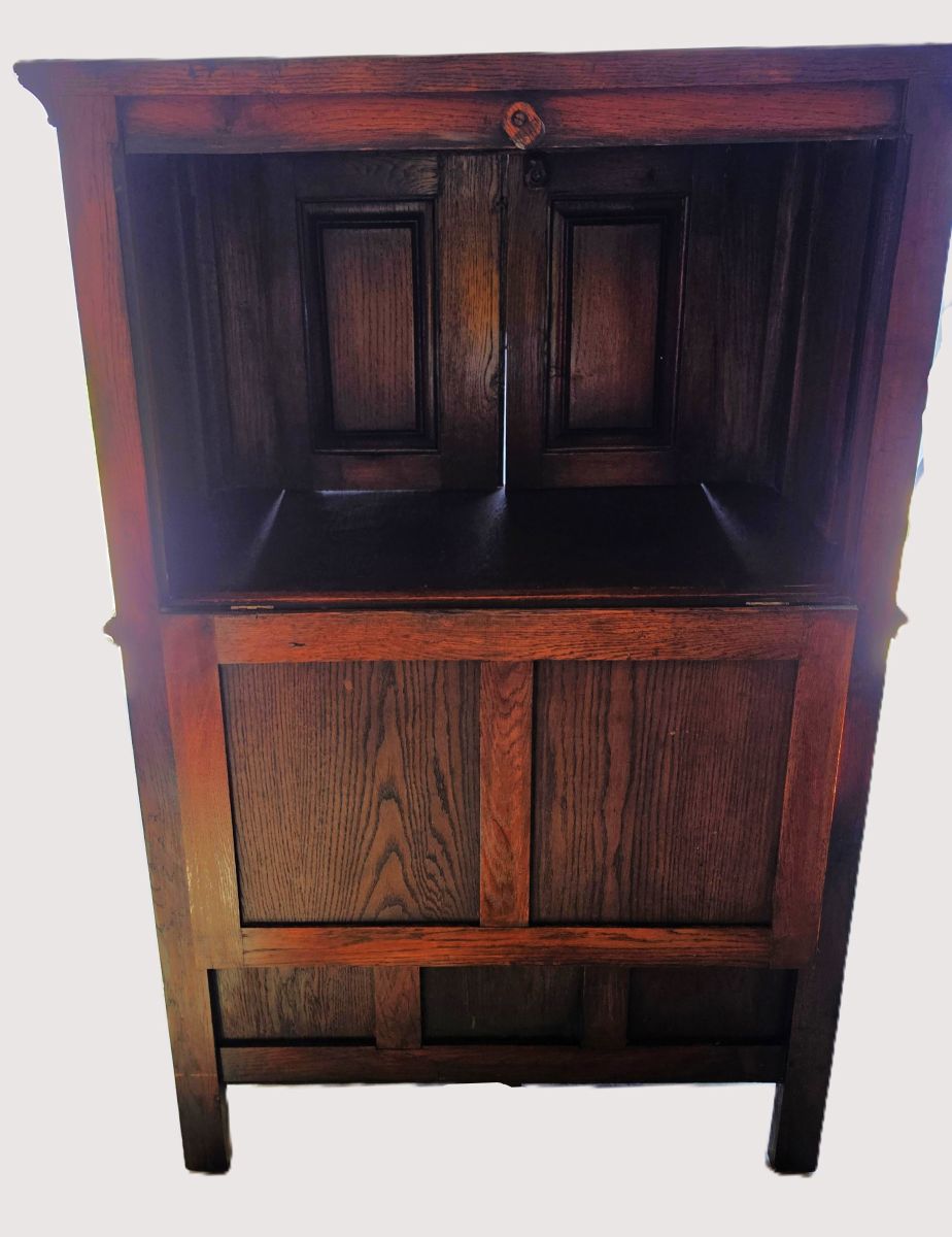19th Century Flemish Oak &amp; Iron Neo-Renaissance/Gothic Revival Vestry Cabinet