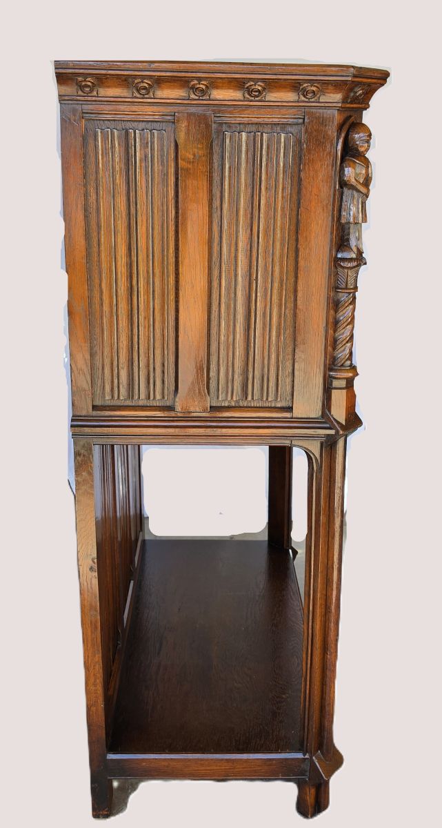 19th Century Flemish Oak &amp; Iron Neo-Renaissance/Gothic Revival Vestry Cabinet