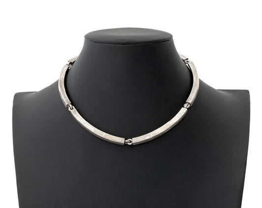 Hans Hansen Denmark modernist sterling silver enamel Necklace 1970s, view 1 of 9