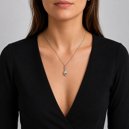 Retired Georg Jensen Denmark Sterling Silver 3D Fish Pendant Necklace 