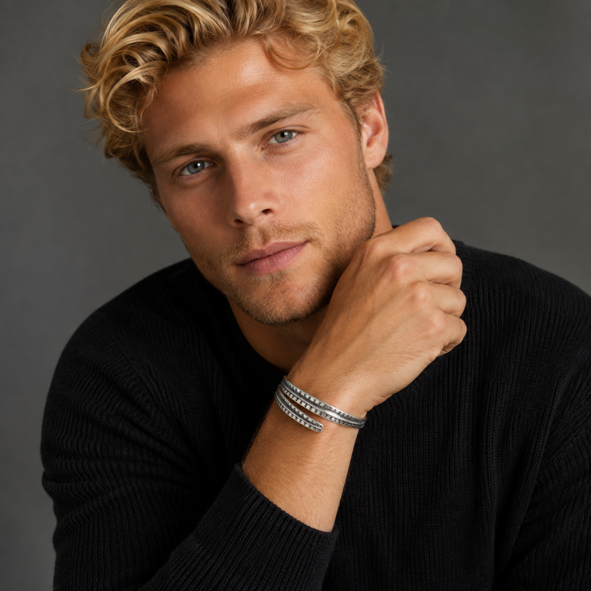 David Andersen Jewelry David Andersen Norway Sterling Viking Saga Series Bi-Pass Bangle Circa 1960&
