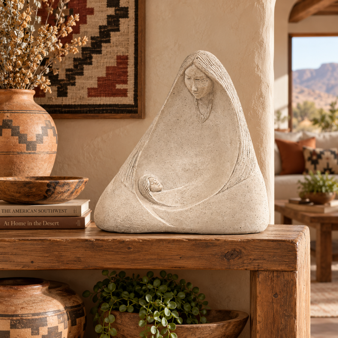 Austin Productions Sculpture Large Austin Productions Acoma Series La Madre Ceramic Sculpture Circa 1983