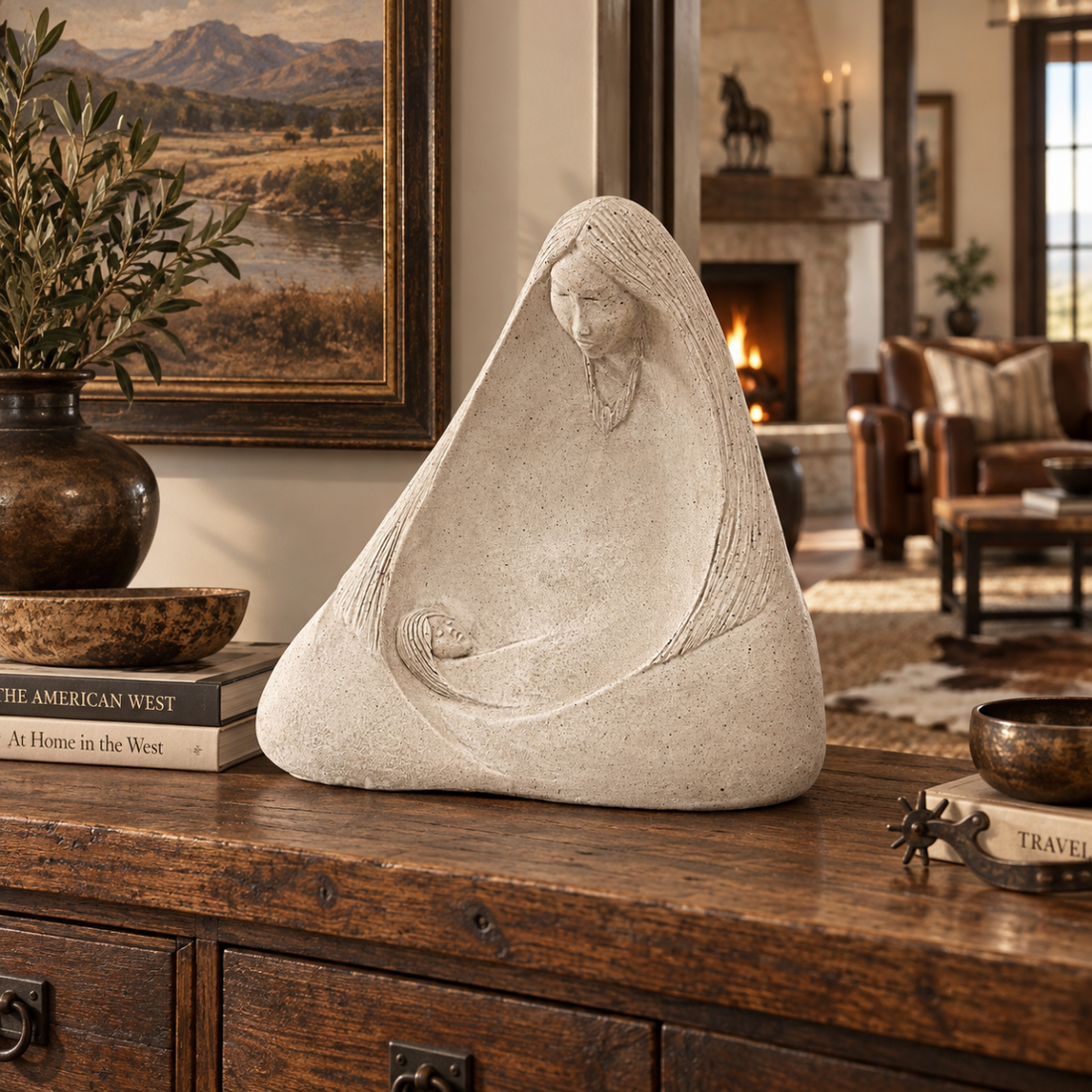 Austin Productions Sculpture Large Austin Productions Acoma Series La Madre Ceramic Sculpture Circa 1983