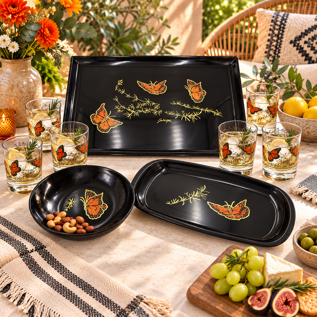 Couroc Serveware Couroc Melamine Butterfly Server Set 