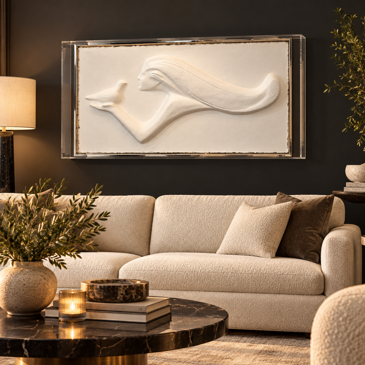 Austin Productions Sculpture Rare Austin XL Lucite Framed 3D Sculpted Paper Peace Flight Fisher 524/1000