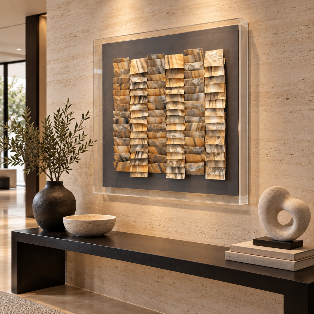 Greg Copeland Artwork Superb Greg Copeland Mixed Media on Wood Lucite Box Frame Wall Art 1983