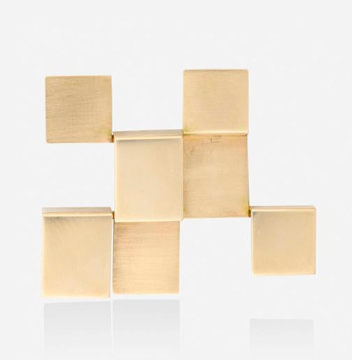 Designer Betty Cooke 3D modernist 14K gold Brooch/Necklace circa 1960s, view 2 of 8
