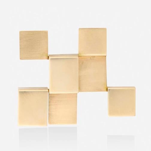 Designer Betty Cooke 3D modernist 14K gold Brooch/Necklace circa 1960s, view 2 of 9