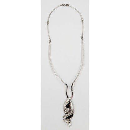 Hand Forged Alberta Vita Sterling Abstract Brutalist Statement Necklace 1990s
