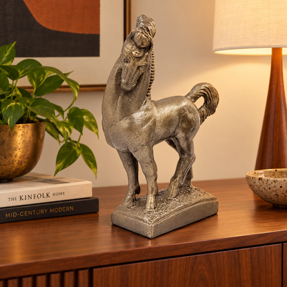 Jaru California Ceramic Greek Revival Roman Stallion Horse Sculpture Circa 1970s
