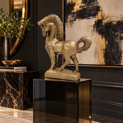Jaru California Ceramic Greek Revival Roman Stallion Horse Sculpture Circa 1970s