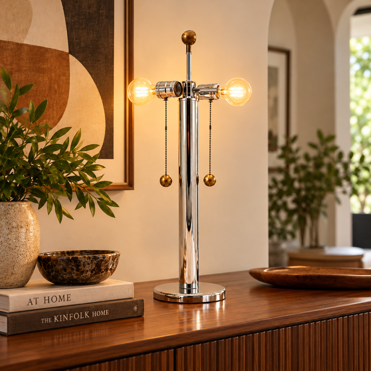 Robert Sonneman Lighting Superb Sonneman for Kovacs Chrome Modernist Bauhaus Table Lamp Circa 1960&