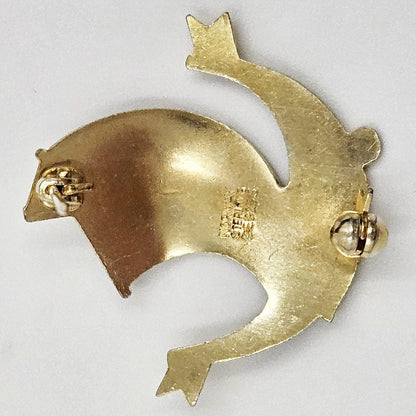 Aksel Holmsen Jewelry Aksel Holmsen Norway Sterling Enamel VIKING Longboat Pin Brooch Circa 1950&