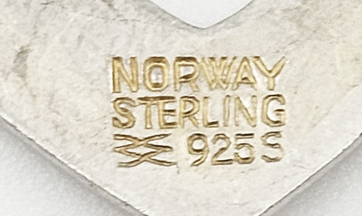 Aksel Holmsen Jewelry Aksel Holmsen Norway Sterling Silver & White Enamel Heart Pin Brooch 1950's