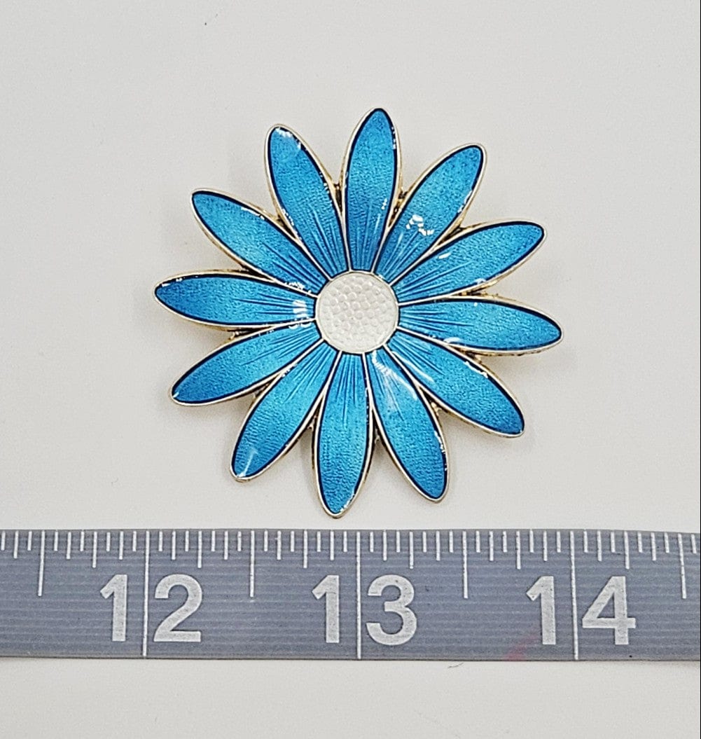 Aksel Holmsen Jewelry Rare Aksel Holmsen Norway Sterling & Enamel Large Daisy Brooch Circa 1940's