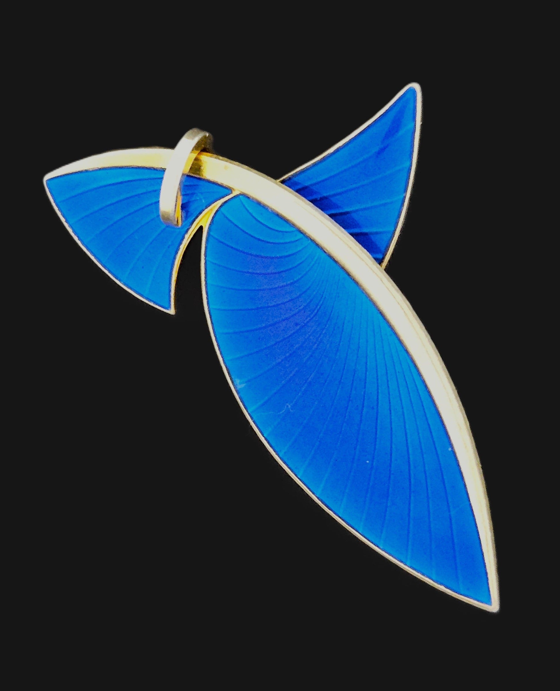 Albert Scharning Jewelry Albert Scharning Norway Sterling & Enamel Large Modernist Brooch 1930-40s